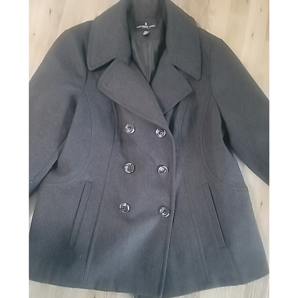 London Fog Womens Size XXL Wool Blend Charcoal Gray Grey Car Pea Coat Jacket - Picture 2 of 11